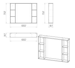 Зеркало ФЛАЙ-100 см универсальное дуб сонома