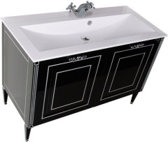 Тумба с раковиной Aquanet Паола 120 черный/серебро (литьевой мрамор)