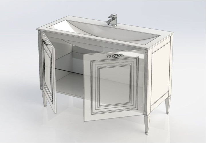 Тумба с раковиной Aquanet Паола 120 черный/серебро (литьевой мрамор)