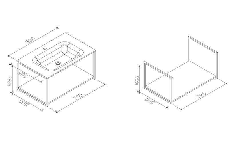 Консоль с раковиной Prato 800