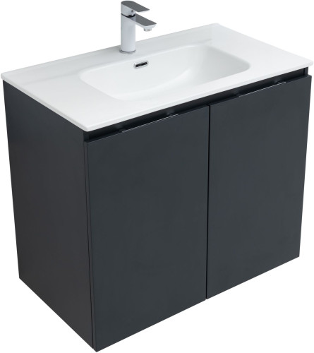 Тумба под раковину Aquanet Алвита New 80 2 дверцы, антрацит