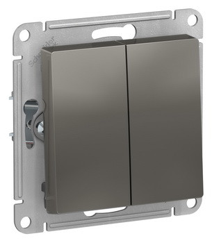 2-клавишный Выключатель, сх.5, 10АХ, механизм, СТАЛЬ Schneider Electric ATLASDESIGN ATN000951
