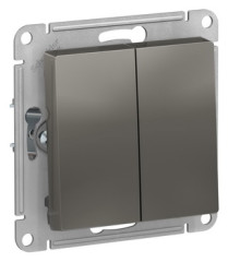 2-клавишный Выключатель, сх.5, 10АХ, механизм, СТАЛЬ Schneider Electric ATLASDESIGN ATN000951