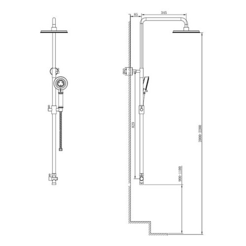 Душевой гарнитур - тропич.душ с лейкой 3-режима, пластик (бронза) Caprigo 99-560-vot