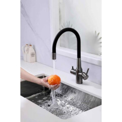 Смеситель для кухни Paulmark Salix, вороненая сталь, 213419-GM, Paulmark