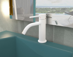 Смеситель для раковины Paffoni LIGHT без донного клапана, белый матовый (LIG071BO)