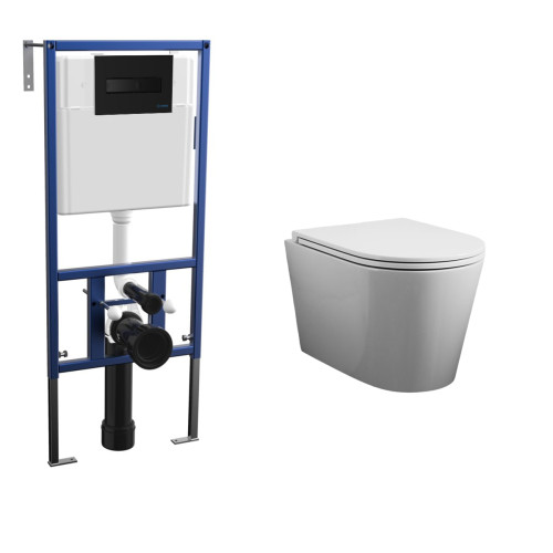 Комплект унитаза Bauedge BK0001-HQ с инсталляцией Nova NV4501 и кнопкой Nova NV7323