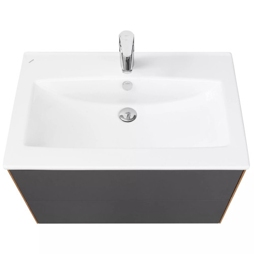 Тумба под раковину AQUATON Сохо 75 подвесная, графит софт/дуб веллингтон ((1A258101AJA00))