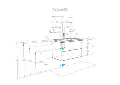 Тумба под раковину AQUATON Сохо 75 подвесная, графит софт/дуб веллингтон ((1A258101AJA00))
