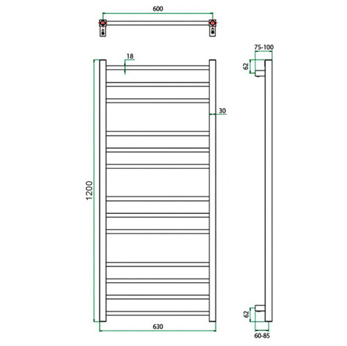 Полотенцесушитель ГРОТА ECOCLASSIK 63/120