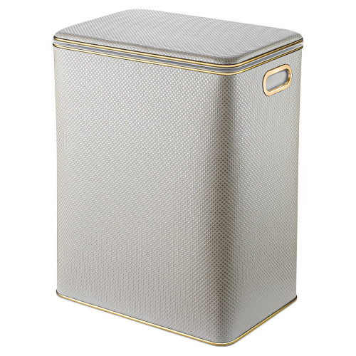 Корзина для белья Geralis RWG-S Ромб белая, кант золото, большая