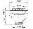Выпускной комплект для мойки Alcadrain 6/4 с нержавеющей решеткой d115 (A37)