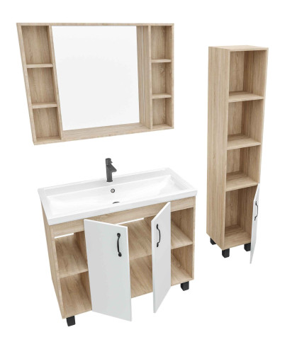 Тумба напольная Grossman ФЛАЙ-100 см дуб сонома/белая (ум.Фостер-100)