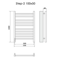 Полотенцесушитель Электрич.кабельный Ника STEP-2 100/50 RAL9005 черный матовый левый тэн