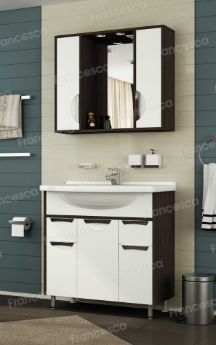 Шкаф-зеркало Francesca Версаль 90 белый/венге 2 шкафа