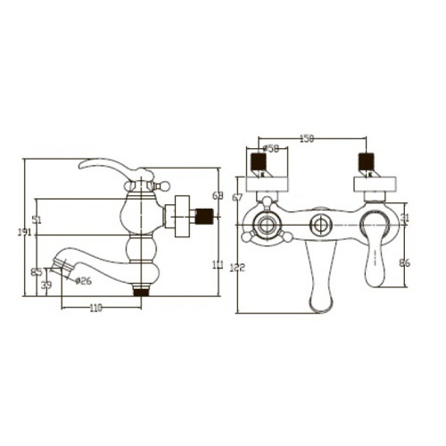 Смеситель для ванны с душем KAISER Logo (47722-1Br)