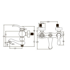 Смеситель для ванны с душем KAISER Logo (47722-1Br)