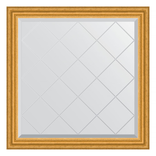 Зеркало настенное с гравировкой EVOFORM в багетной раме состаренное золото, 82х82 см, BY 4302