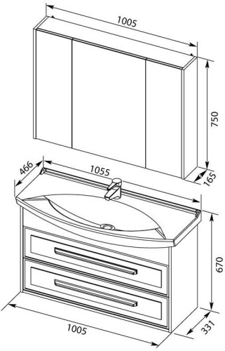 Мебель для ванной Aquanet Остин 105 дуб сонома/белый