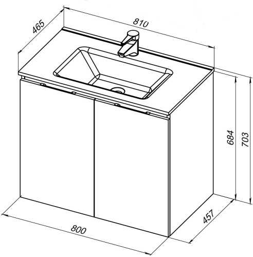 Тумба с раковиной Aquanet Алвита New 80 2 дверцы, серый
