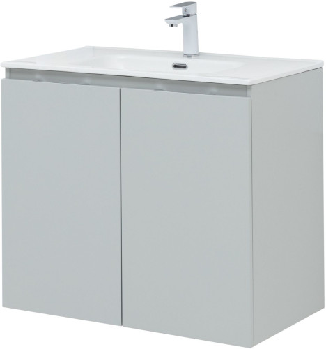 Тумба с раковиной Aquanet Алвита New 80 2 дверцы, серый