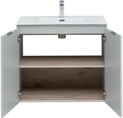 Тумба с раковиной Aquanet Алвита New 80 2 дверцы, серый