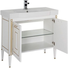 Тумба с раковиной Aquanet Паола 90 белый/золото (керамика)