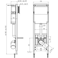 Инсталляция для подвесного унитаза АНИ Пласт узкая с клавишей смыва WP2400 белой (WCP1310)