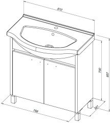 Тумба под раковину Aquanet Донна 80 белый дуб/белый (2 дверцы)