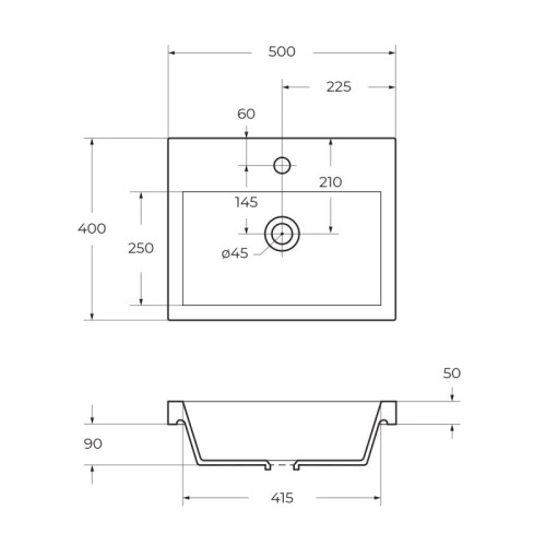 База под раковину подвесная BelBagno PIETRA MINI-500AS-2C-SO-SCM Stucco Cemento