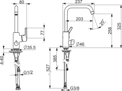 Смеситель для кухни Oras Saga с керамическим вентилем для посудомоечной машины, с боковым управлением, 3S (ХХ3936FH)