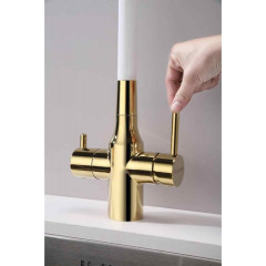 Смеситель для кухни Paulmark Salix, золото, белый шланг, 213419-Gw, Paulmark