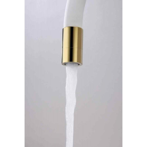 Смеситель для кухни Paulmark Salix, золото, белый шланг, 213419-Gw, Paulmark