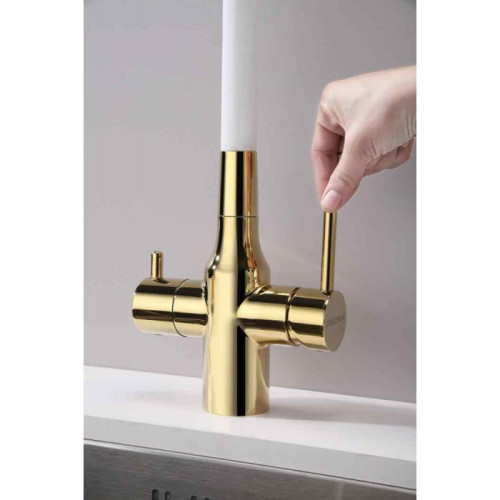 Смеситель для кухни Paulmark Salix, золото, белый шланг, 213419-Gw, Paulmark