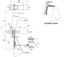 Смеситель для раковины Ravak 10° Керамический картридж со сливным гарнитуром (X070061)