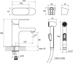 Смеситель для раковины с гигиеническим душем Ravak Керамический картридж (X070092)