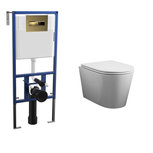 Комплект унитаза Bauedge BK0001-HQ с инсталляцией Nova NV4501 и кнопкой Nova NV7325