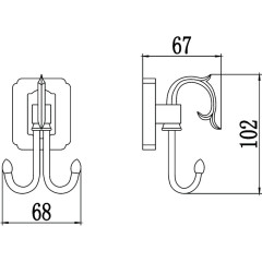 Крючок двойной Savol S-006454 бронза