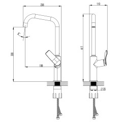 Смеситель для кухонной мойки Azario ABILITY высокий излив, керамический картридж, черный (AZ-VQR568073PA)