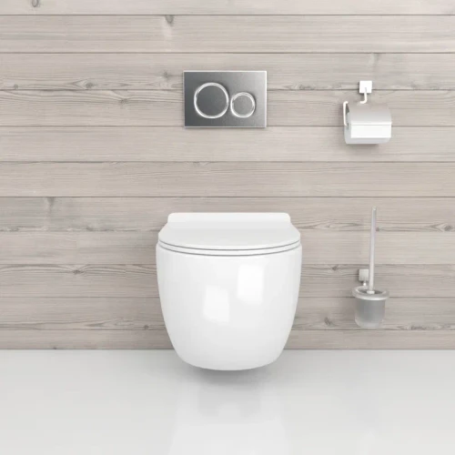 Унитаз подвесной beWash MINIMAL безободковый с сиденьем микролифт белый глянец BKWHR003480 + 2111DP