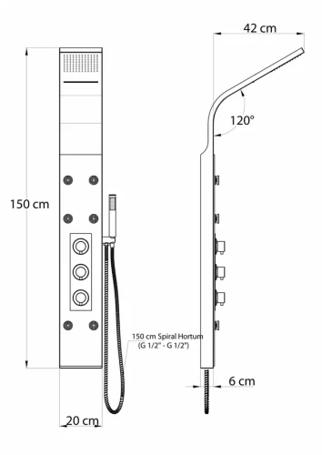 Душевая гидромассажная панель GPD с термостатическим смесителем белый DSP07