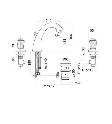 Смеситель для раковины Fiore VENERE SKY (SWAROVSKI®) 13ZZ0628, бронза