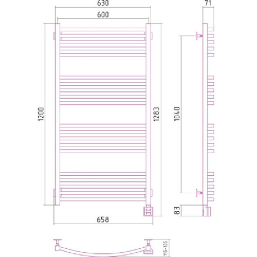 Электрический полотенцесушитель Сунержа Аркус 1200x600