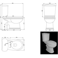Унитаз-компакт Creo Ceramique MARSEILLE MA1002 + MA1001N + MA1003 с крышкой микролифт