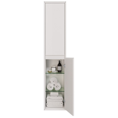 Пенал INSIGHT, 35 см, подвесной, универсальный, 2 дверцы, 4 стеклянные полки, белый глянец