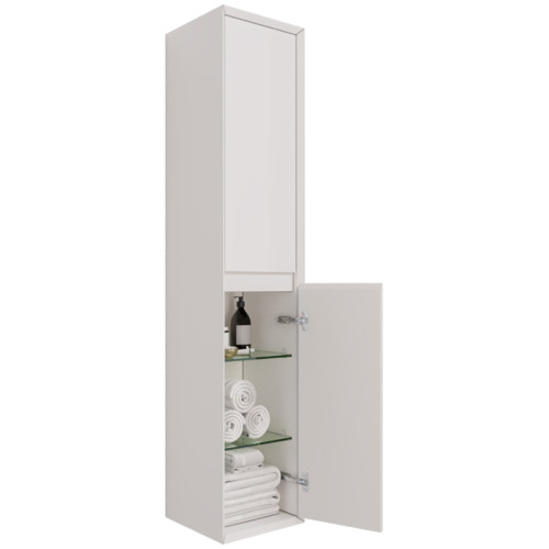 Пенал INSIGHT, 35 см, подвесной, универсальный, 2 дверцы, 4 стеклянные полки, белый глянец