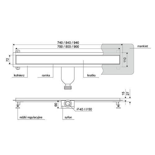 Душевой лоток Excellent Inex.1515.800
