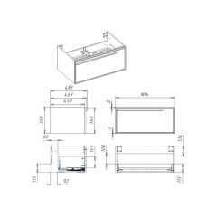 Тумба под раковину подвесная La Fenice Elba FNC-01-ELB-G-90, серо-зеленая