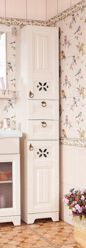 Шкаф пенал Бриклаер Кантри 35 4627125413650 с бельевой корзиной Бежевый дуб прованс