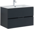 Тумба с раковиной Aquanet Алвита New 80 2 ящика, антрацит